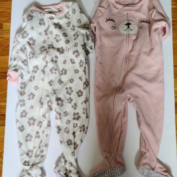 2 for $25 - Carter's - Infant Girls - Footed, Fleece Zipper Sleepers - 18m - Picture 1 of 3